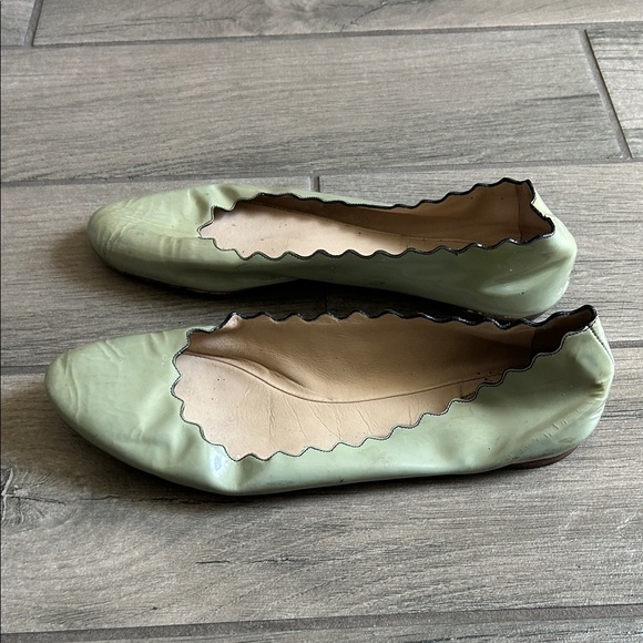 Chloe Women's Scalloped Ballet Flats in Light Sage - Picture 4 of 9